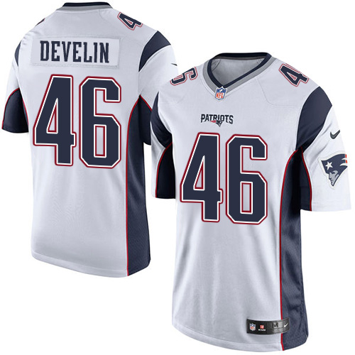 Youth Limited James Develin Nike Jersey White Road - #46 NFL New England Patriots